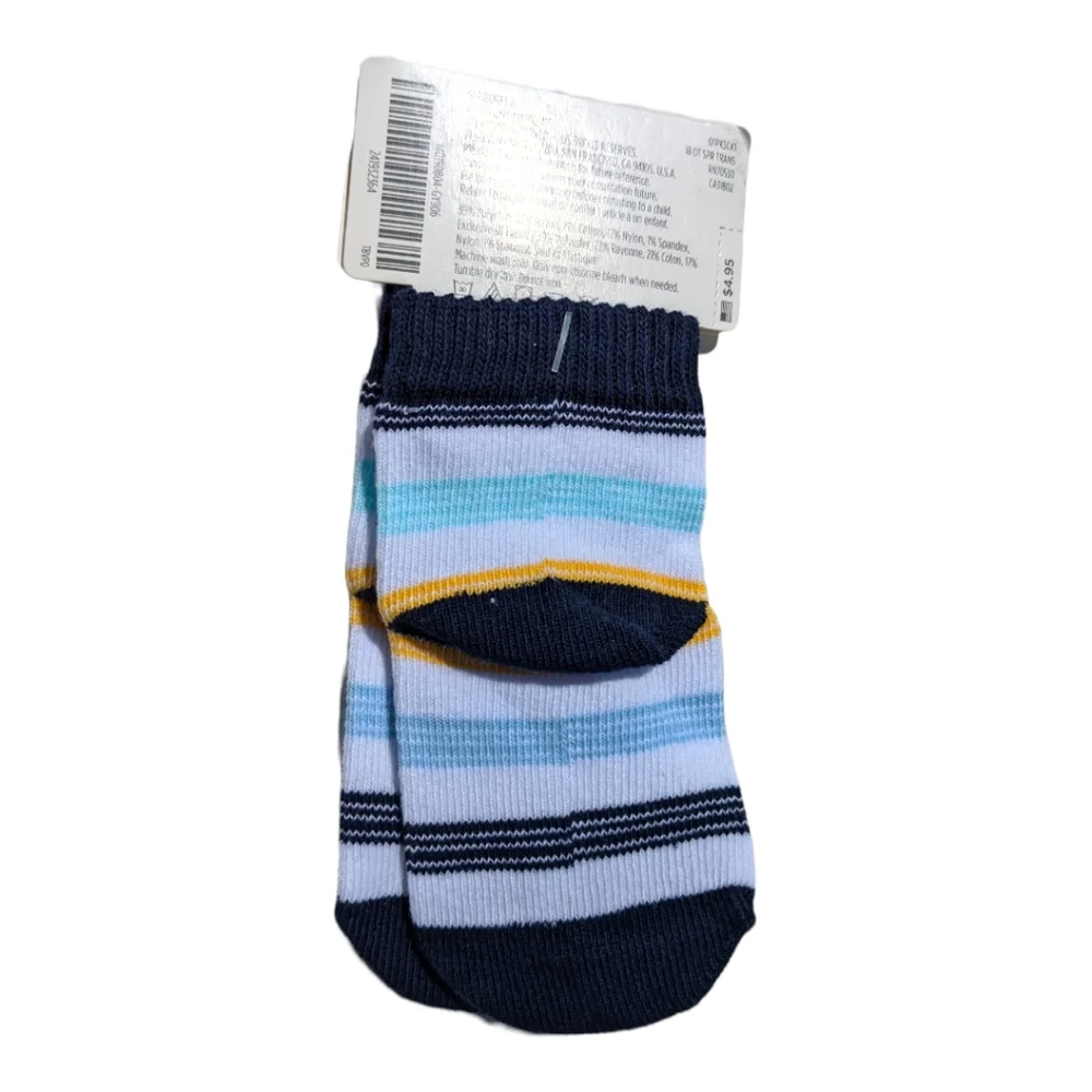 Gymboree Boys 6-12 months Blue / Yellow Striped Sock